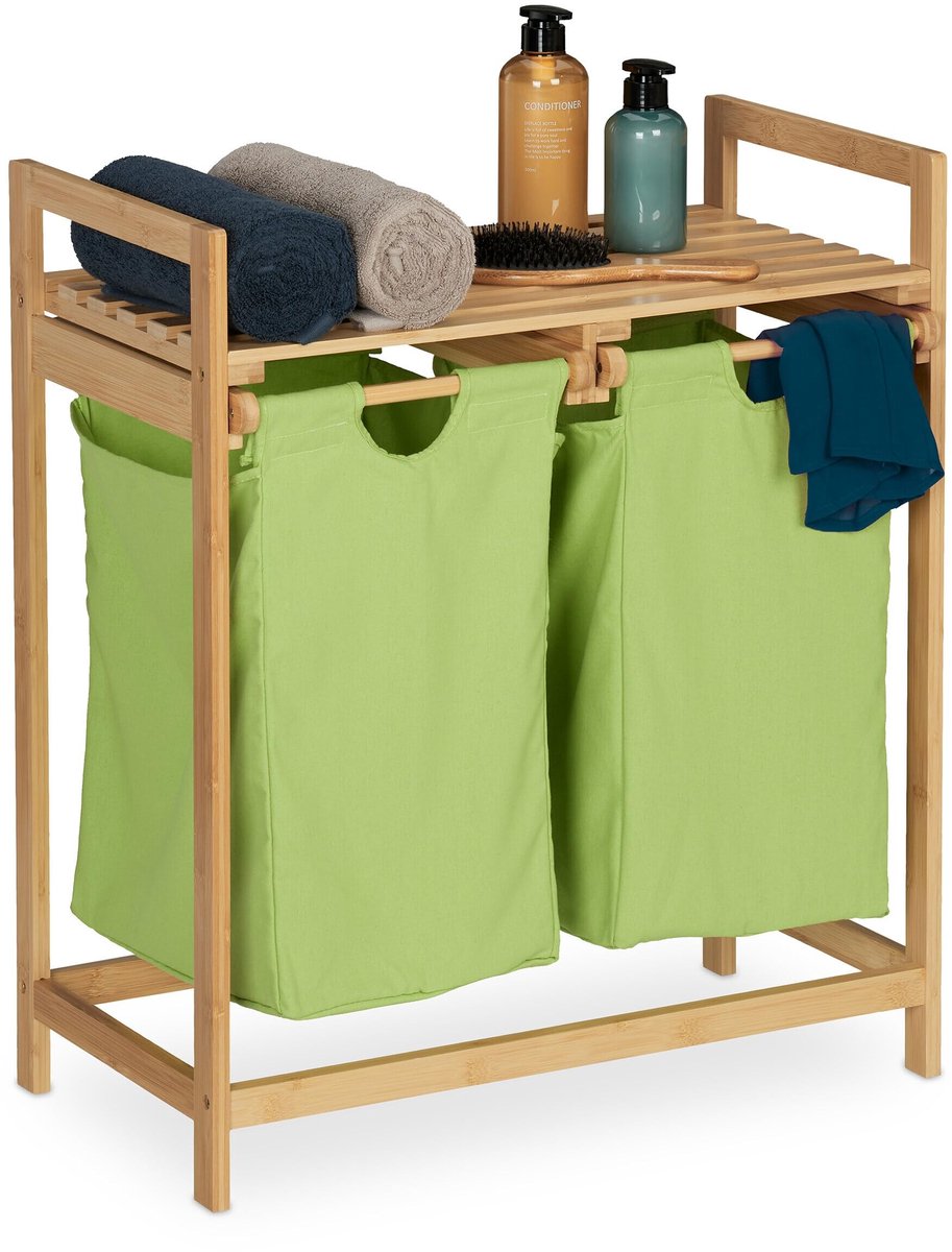 Omgoods - Dubbele Wasmand met Uittrekbare Compartimenten