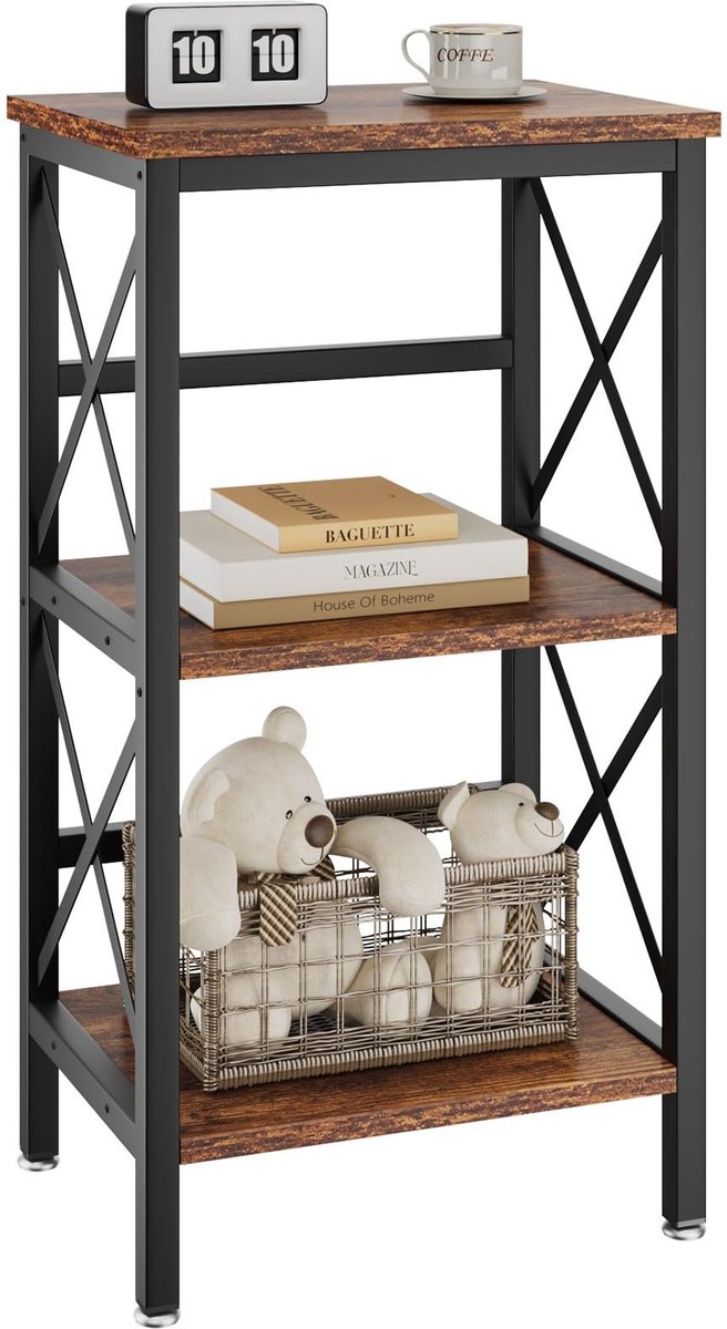 Omgoods - Drie-laags Boekenkast met Stalen Frame voor Woonkamer en Keuken