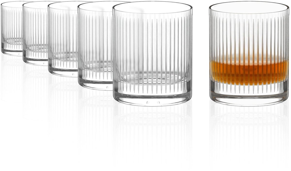 Omgoods - Set van 6 Premium Whisky Glazen, 320 ml, Kristalhelder