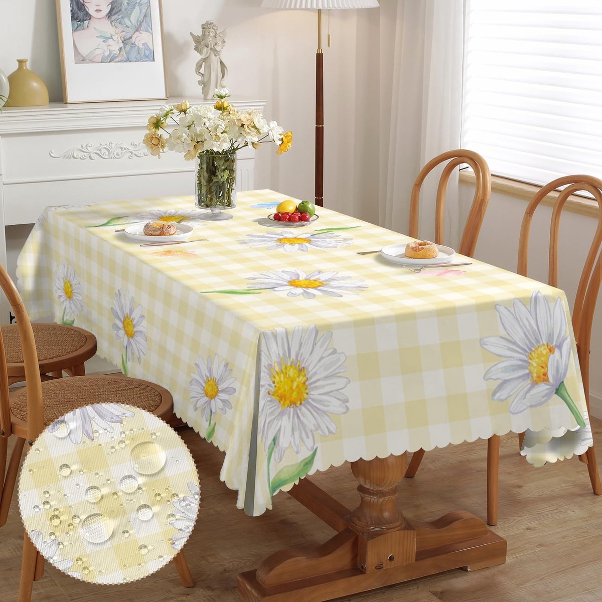 Omgoods - Rechthoekige Tafelkleed met Bloemenpatroon, Stain Resistant en Wasbaar