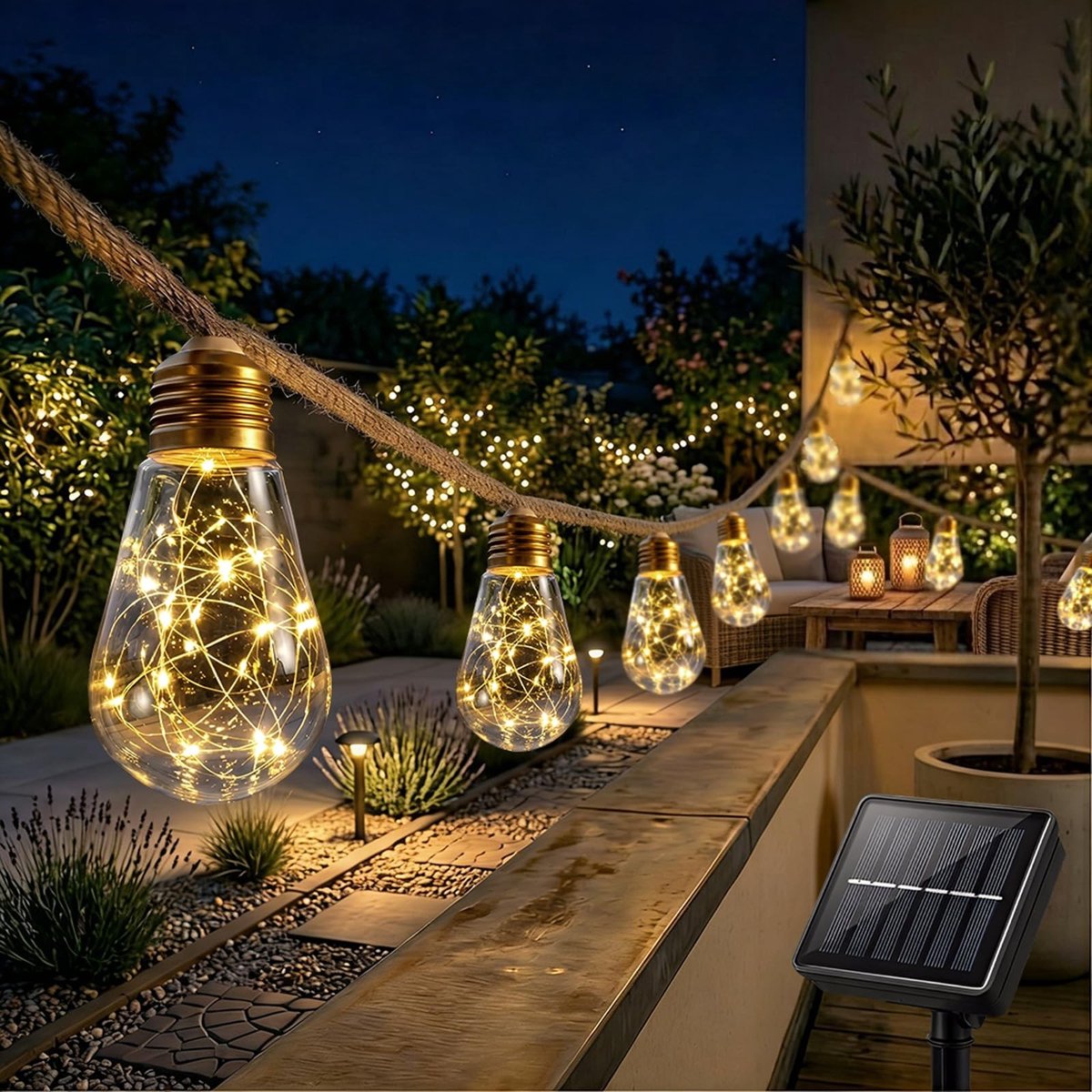 Omgoods - Zonne-energie Lichtsnoer met 16 Lampen voor Buiten
