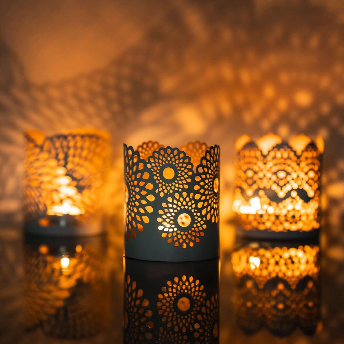 Omgoods - Set van 3 Theelichthouders met Oriëntaals Design