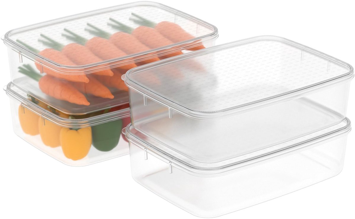 Omgoods - Set van 4 Voedselopslagdozen, 3.5L voor Magnetron en Vriezer