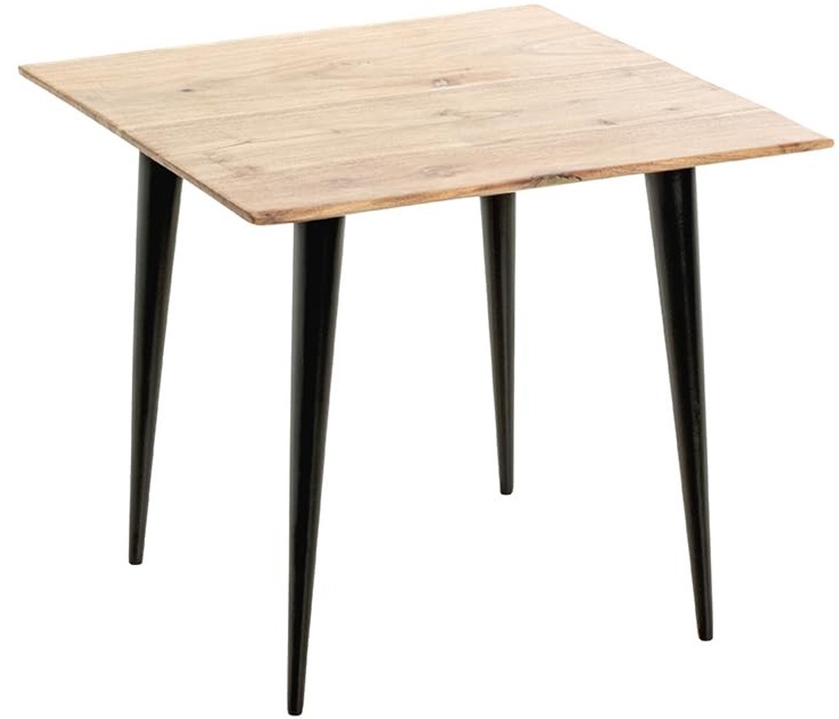 Omgoods - Einde Tafel van Acaciahout en Staal in Zwart 46x46x41 cm