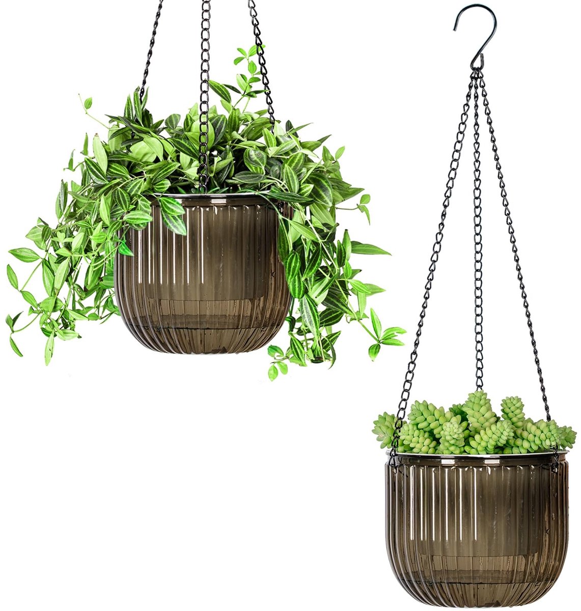 Omgoods - Set van 2 Hangende Bloempotten met Zelfbewatering