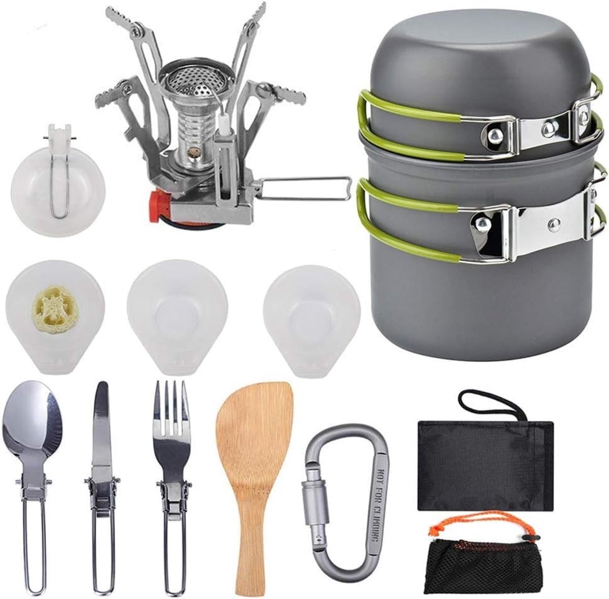 Omgoods - Camping Kookset voor 1-2 Personen - Inclusief Vouwmes en Lepel