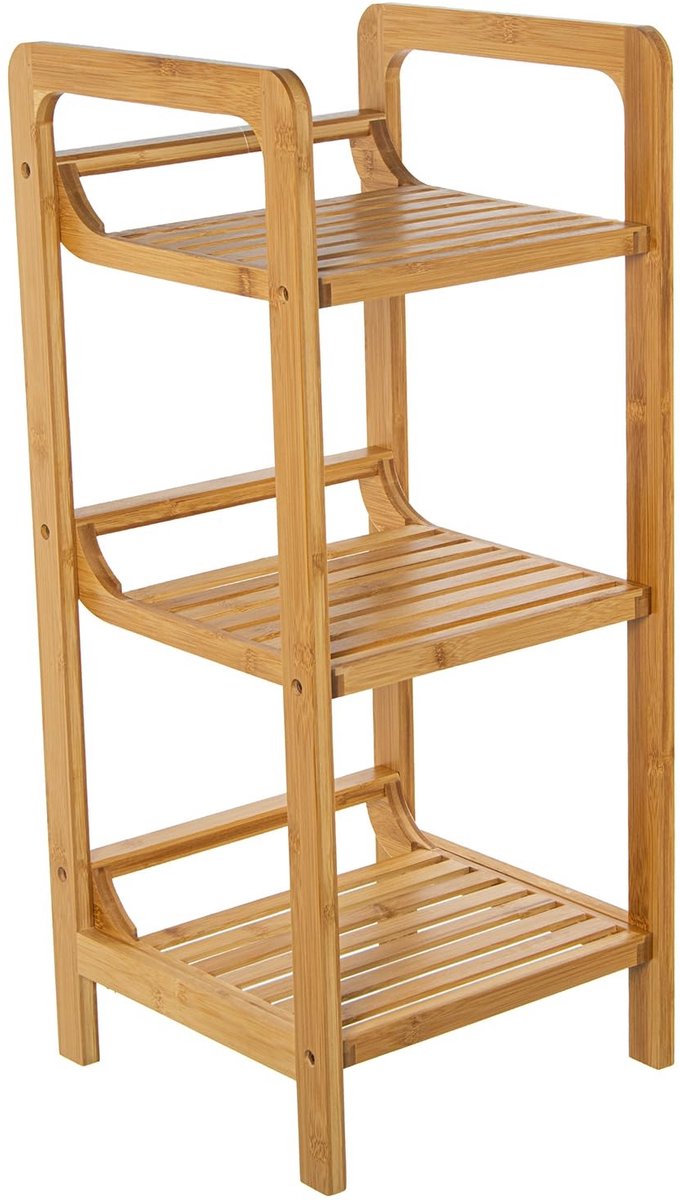 Omgoods - Houten Badkamerplank met 3 Niveaus, Natuurlijk 30 x 30 x 70 cm