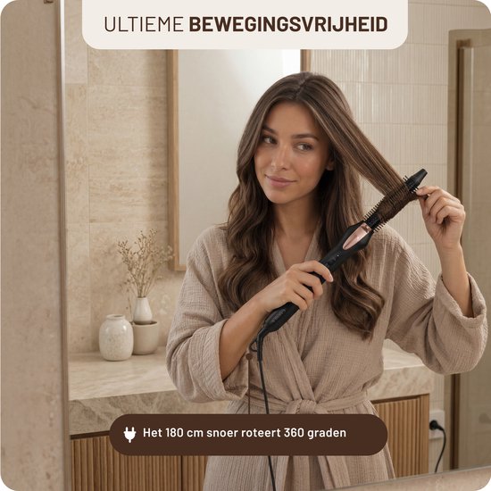 Carmen CTB3085B - Krulborstel - Diameter 19 mm - Dual voltage - Thermal brush - Keramische warmte elementen - Aan/uit indicator - Easy clean