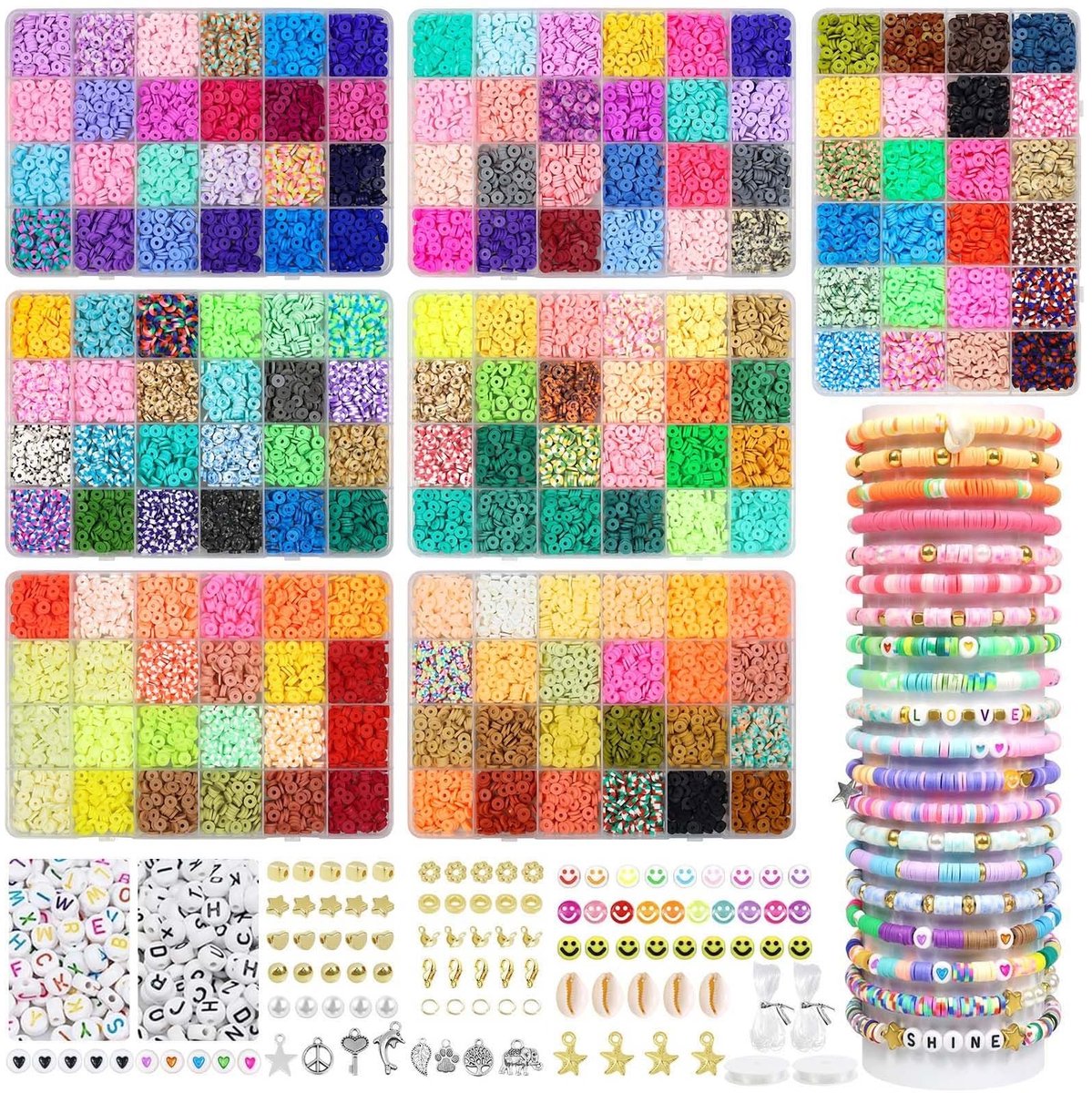 Omgoods - 168 Kleuren Klei Kralenset met 20860 Stukken voor DIY Sieraden