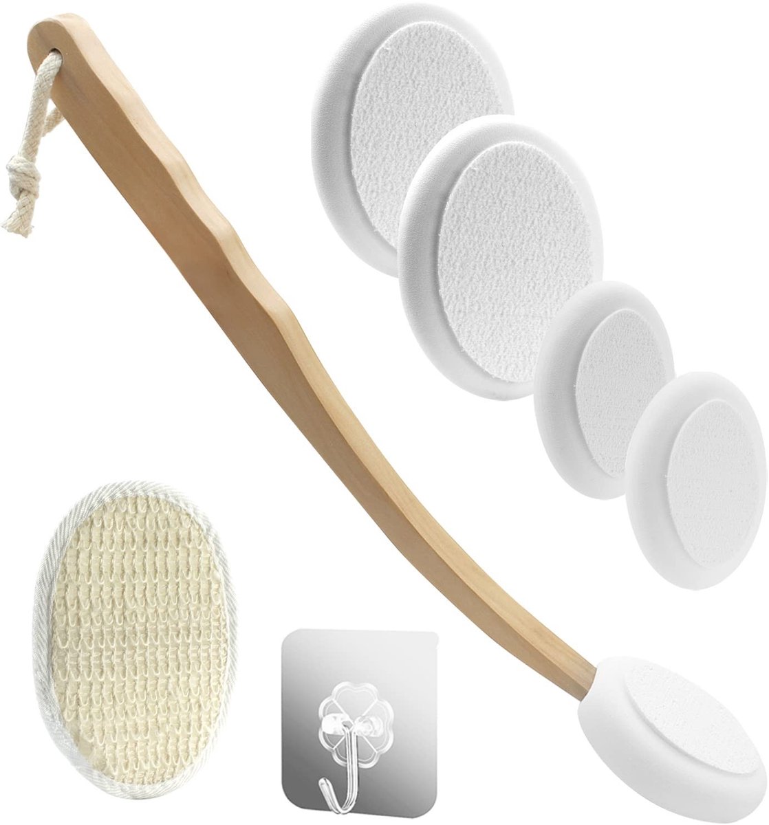 Omgoods - Applicator voor Bodylotion met Lange Handgreep en 5 Vervangbare Borstels