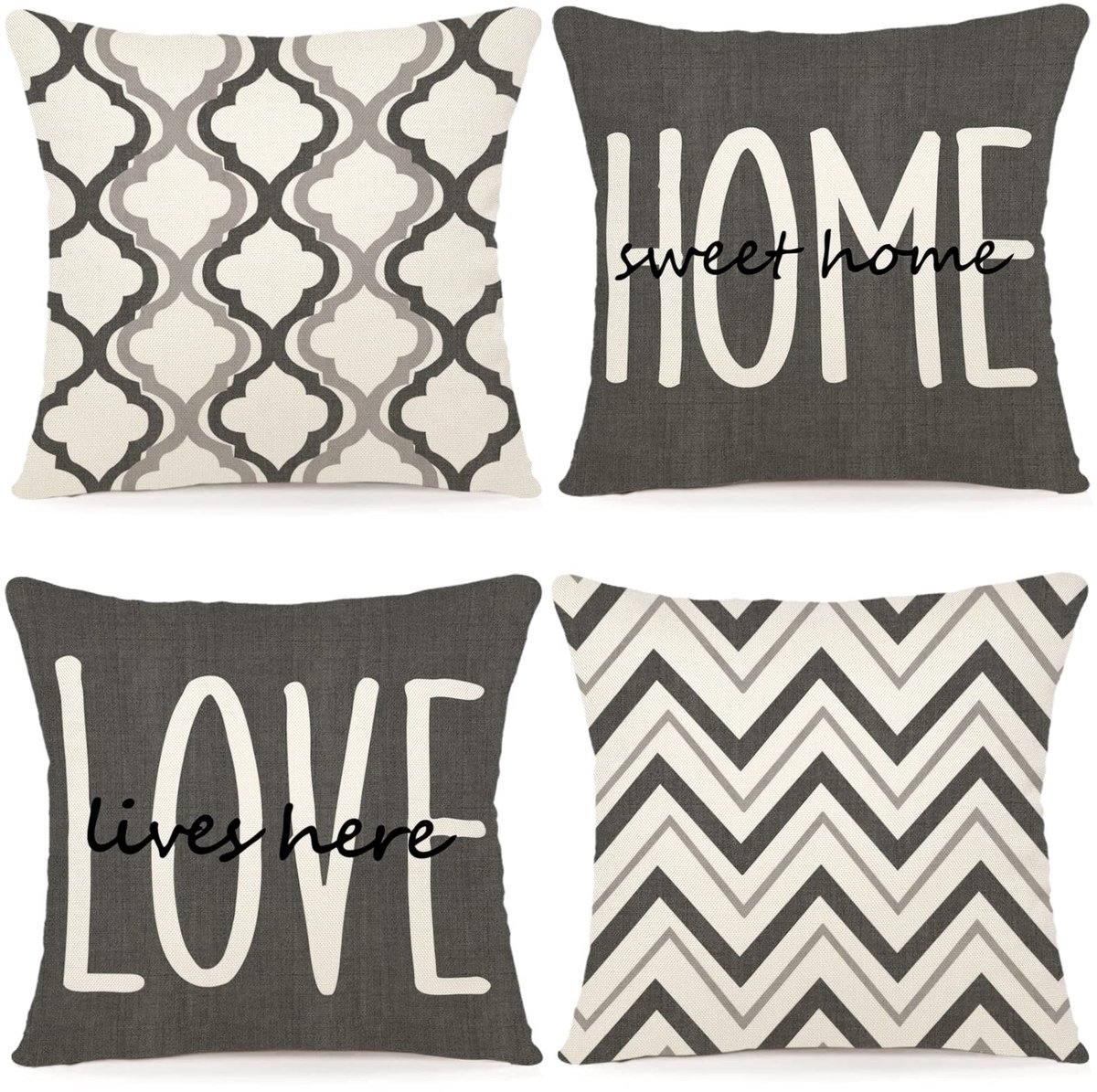 Omgoods - Set van 4 Decoratieve Kussenhoezen - Geometrische Patroon voor Sofa en Slaapkamer 45 x 45 cm