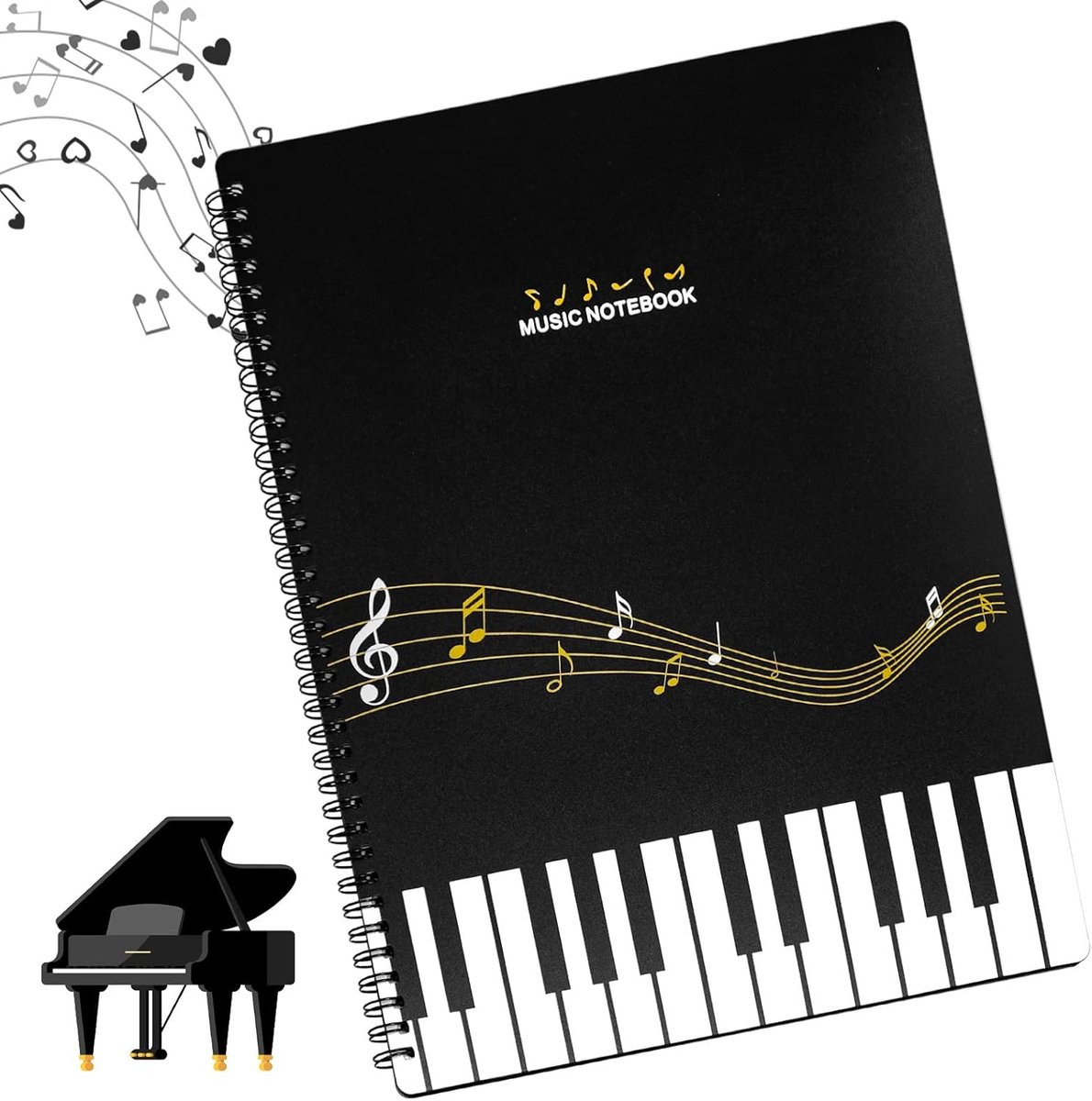 AMJKEJI Music File Folder A4, 60 Pages Sheet Music Folder Spiral Sheet Music Binder Holder Storage Organizer for Music - ShopVlot
