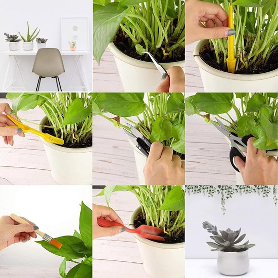 SnelShoppen - 12-delige mini tuin gereedschapset voor plantenverzorging, bonsai en succulenten, inclusief handtransplantatietools, terrariumaccessoire — afbeelding 2