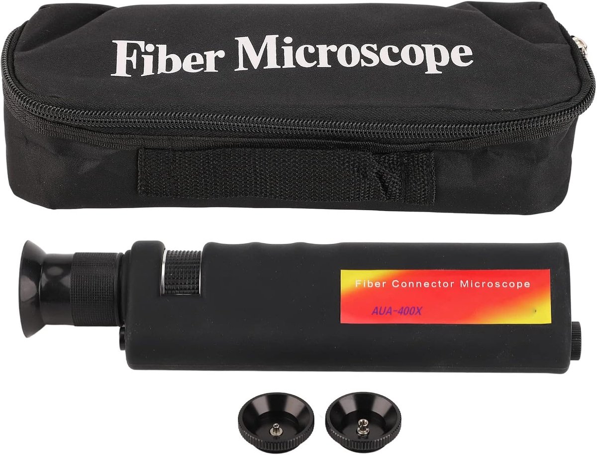SnelShoppen - Fiber Optisch Microscoop 400x Draagbare Loupe voor Optische Fiber Terminals SC FC ST LC met Antislip Rubber Behuizing