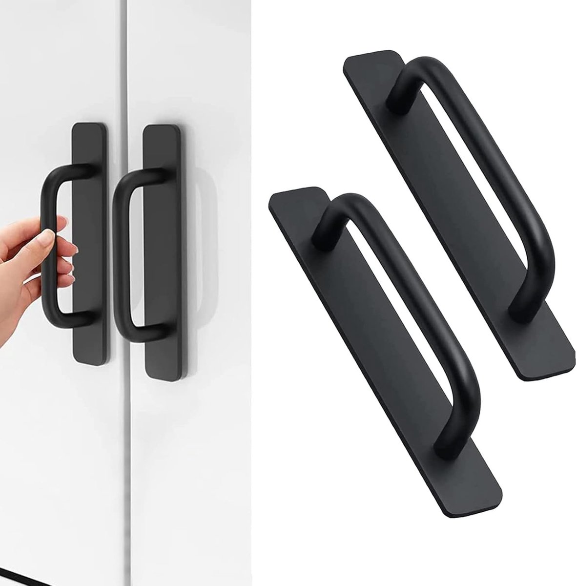 SnelShoppen - Zelfklevende Meubelhandgrepen Set van 2 Aluminium Kastgrepen Zwart 148mm zonder Boren, Ideaal voor Koelkast, Kledingkast, Keuken, Schuif