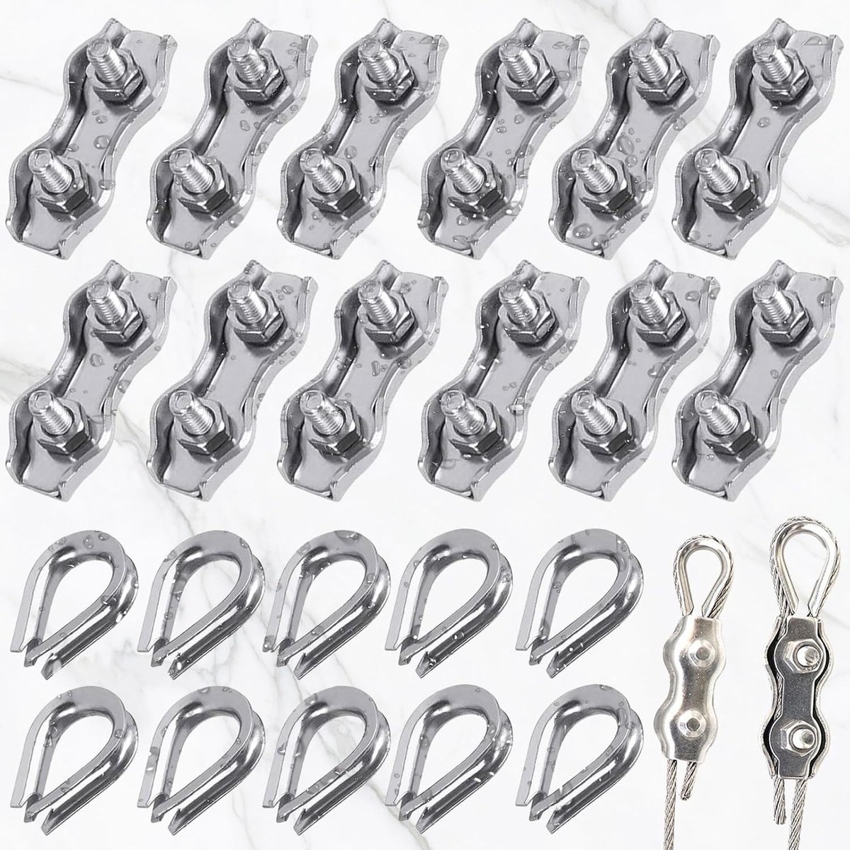 24 Pcs M3 Cable Clamp Wire Rope Stainless Steel, Wire Rope Clip, For Fixing The Clothesline Canopy of the Steel Cable - ShopVlot