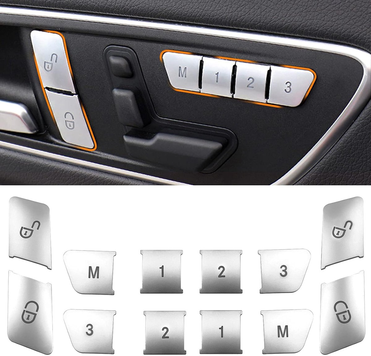 SnelShoppen - 12 Stuks Auto Stoel Verstelknop Decoratieve Cover Stickers Voor Mercedes Benz C E GLK GL ML Klasse - Hoogwaardige Bescherming en Stijl