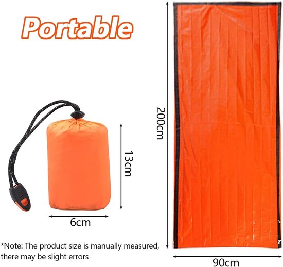 Noodslaapzak - Reddingsdeken - Outdoor survival - Hitte reflecterend - 200 x 90 cm - Oranje — afbeelding 2