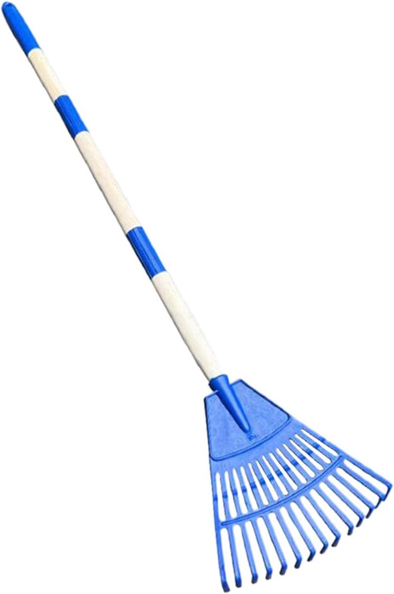 Waaivormige hark - Bladhark gras - Gazon onderhoud - 14 tanden - 50 centimeter - Blauw