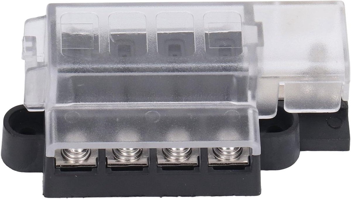 Zekeringhouder 4-weg - Stroomverdeler Box - Elektrische Circuits Organiseren - Explosieveilig Ontwerp - 11 x 6 x 5 cm - Zwart