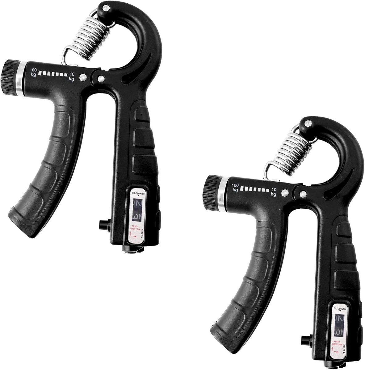 Verstelbare set van 2 handtrainers voor krachttraining, revalidatie en dagelijkse fitness, 10-100 kg, inclusief vinger- en onderarmtrainer