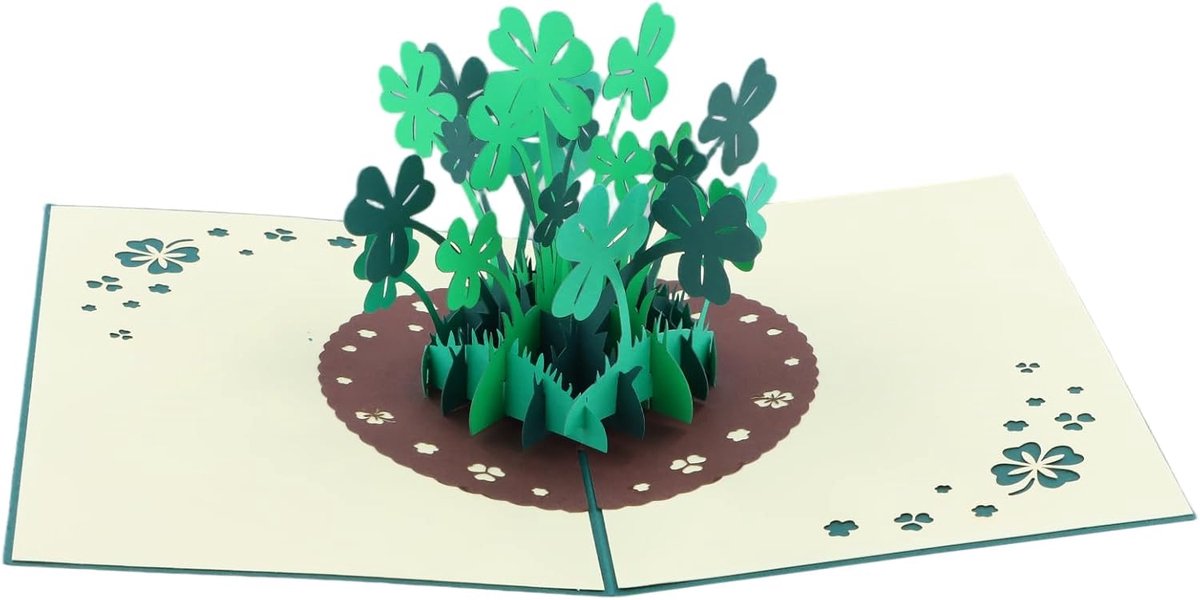 Beterschapskaart 3D-pop-up - Klavertje vier ontwerp - Unieke geluksbrenger - Voor hoop en positiviteit - ShopVlot