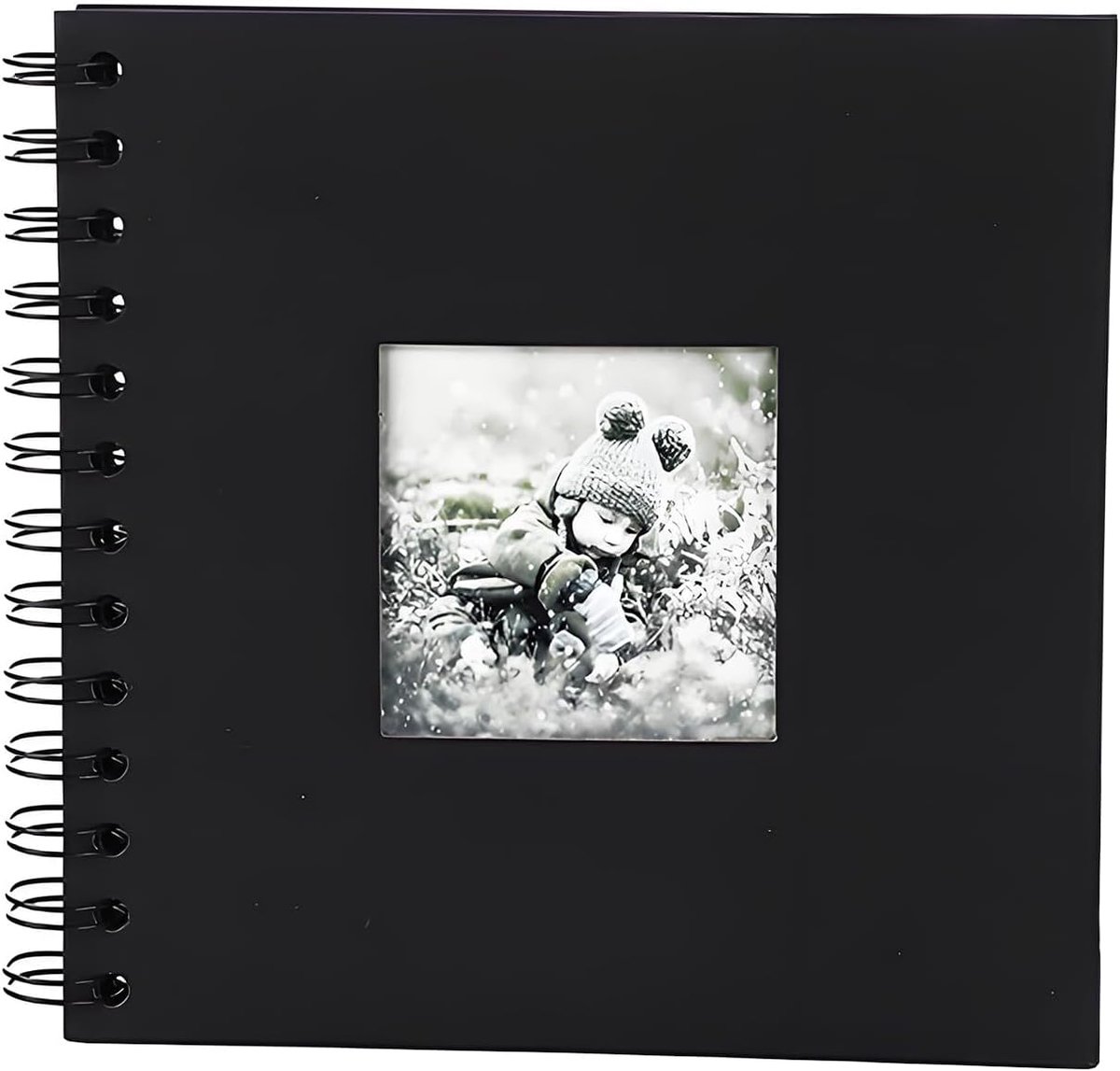 SnelShoppen - Fotoalbum, DIY Fotoalbum met 20 Zwarte Pagina's, Gastenboek voor Verjaardagen en Bruiloften, 17 x 17 cm, Zwarte Kaft