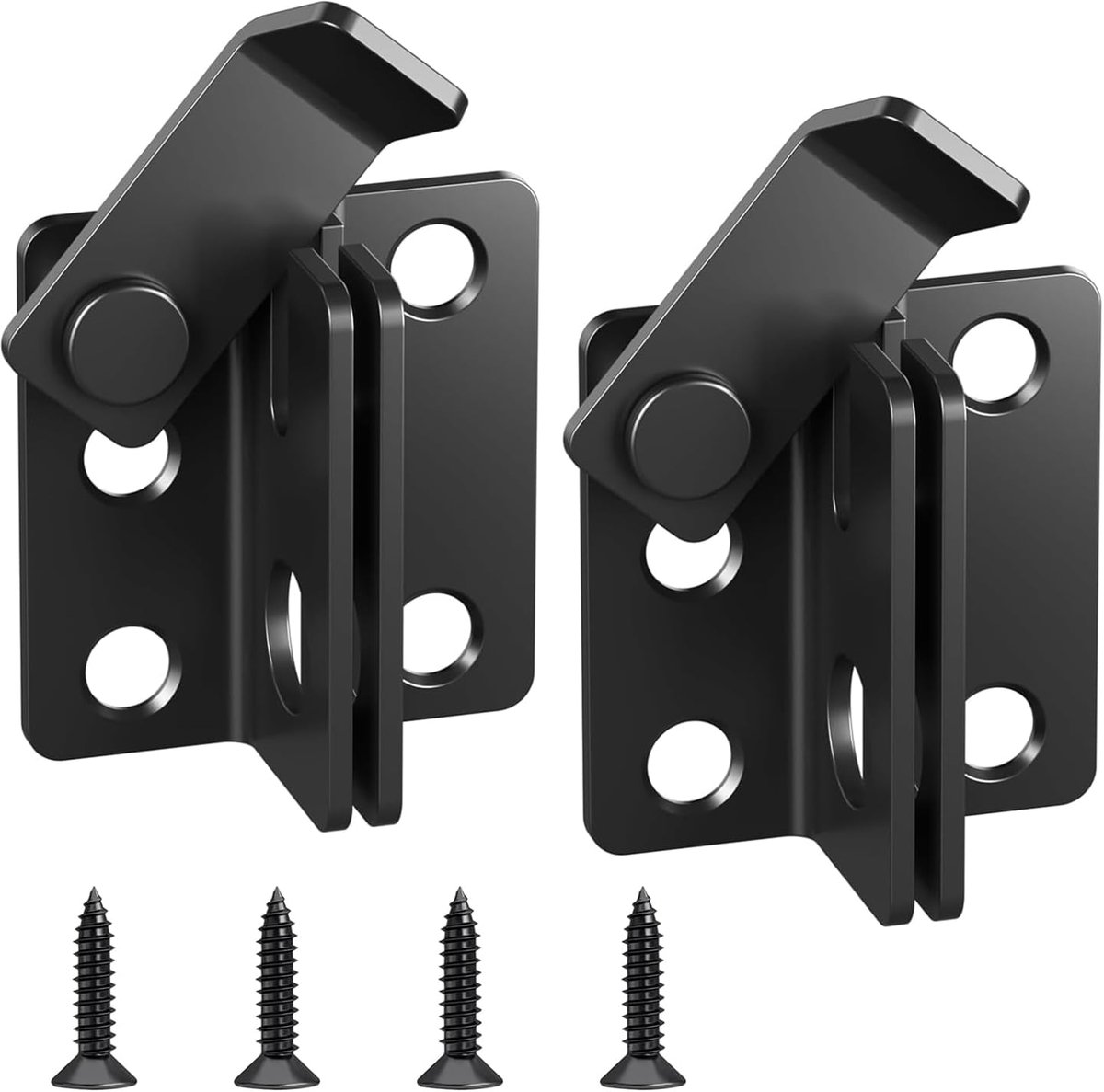 Deurgrendel 2 stuks - L-vormige Heavy Duty poortvergrendeling - zwart gecoat staal - ShopVlot