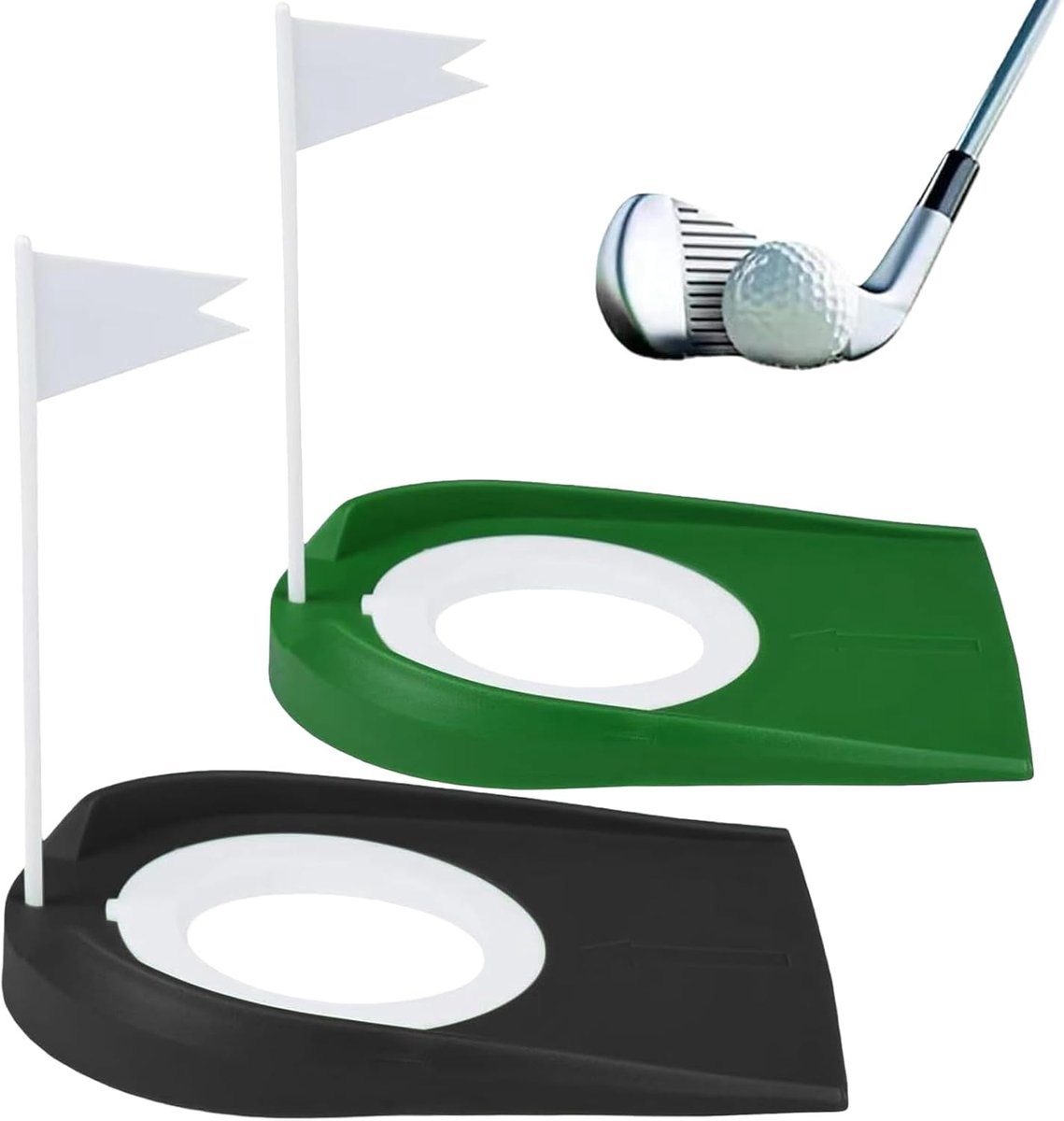 2 Pieces Golf Putting Cup with Flag, Putting Hole Golf Practice Aid, Plastic Indoor Outdoor Putting Cup Exercise Aids - ShopVlot