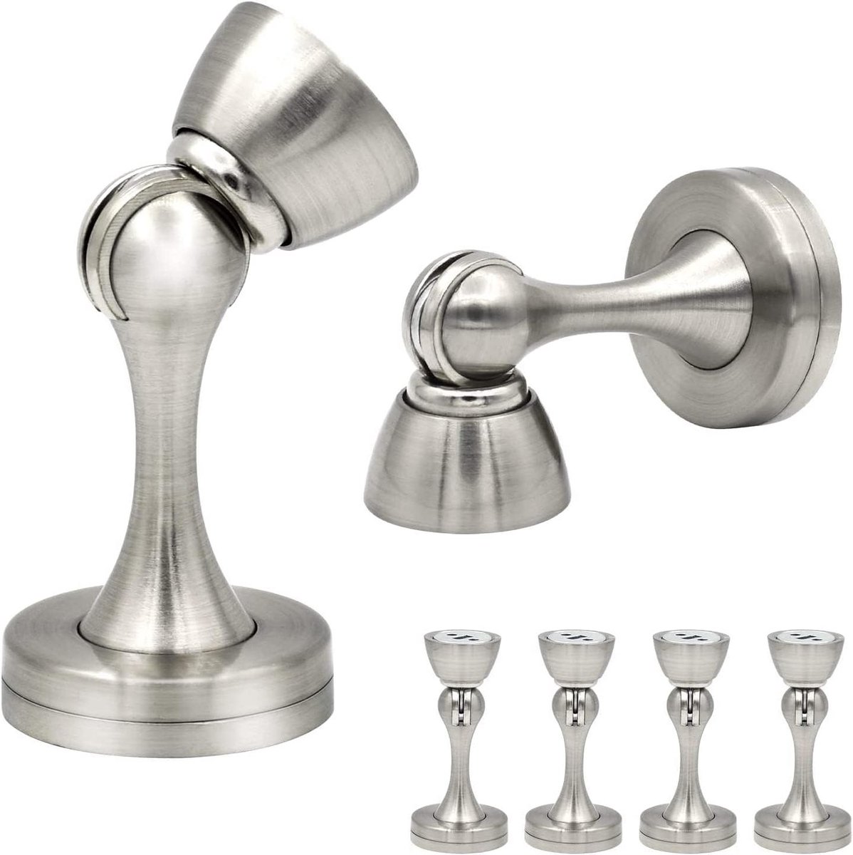 Magnetische Deurstop - Deurvanger Deurhouder - Deur Open Houden - Roestvrij Staal Geborsteld - 6 Stuks - Zilver