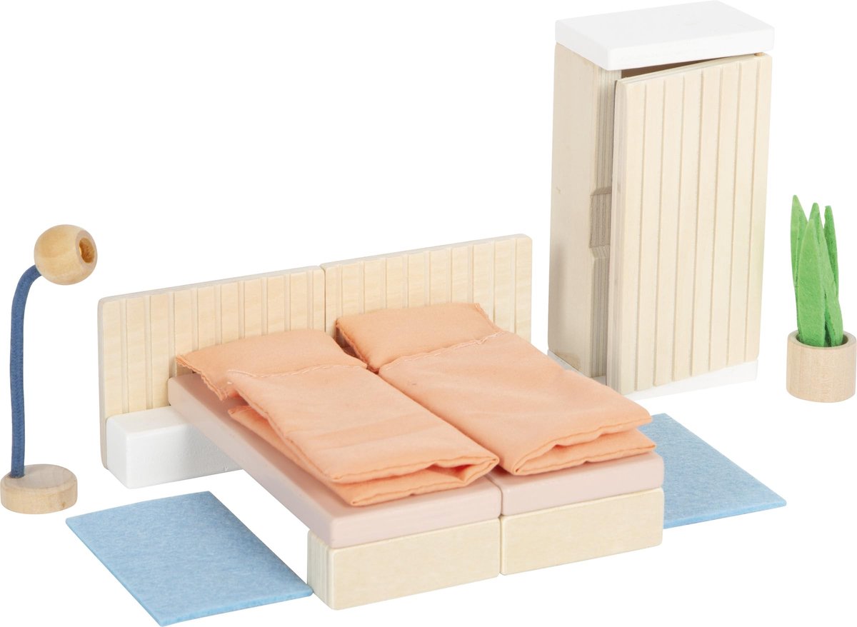 Omgoods - Houten Meubel Set voor Poppenhuis Slaapkamer voor Kinderen vanaf 3 Jaar