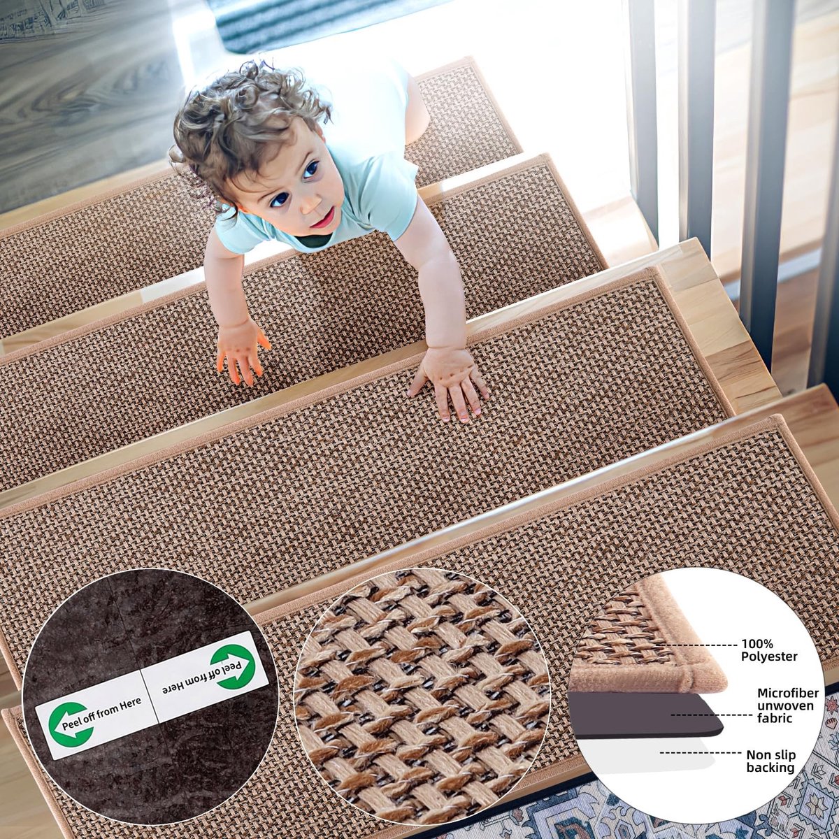 Omgoods - 15 Stuks Zelfklevende Trapmatten, Wasbaar en Antislip