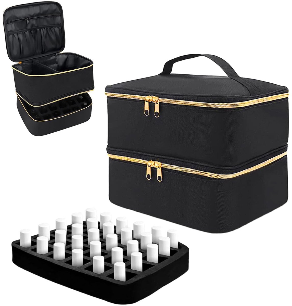 Omgoods - Dubbele Laags Nagellak Organizer - Makeup Tas voor 30 Flessen