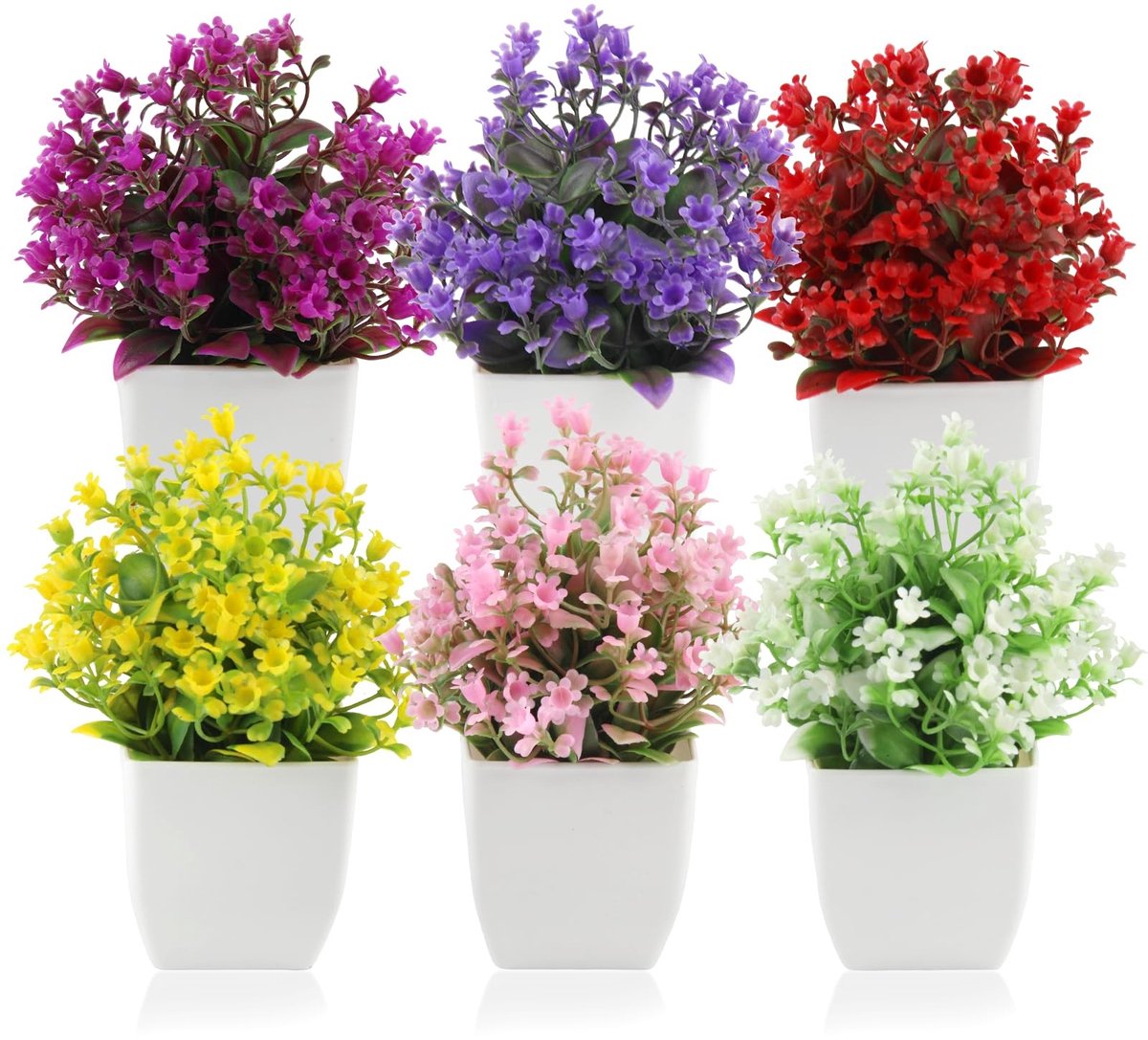 Omgoods - Set van 6 Kunstplanten - Mini Decoratie voor Binnen en Buiten