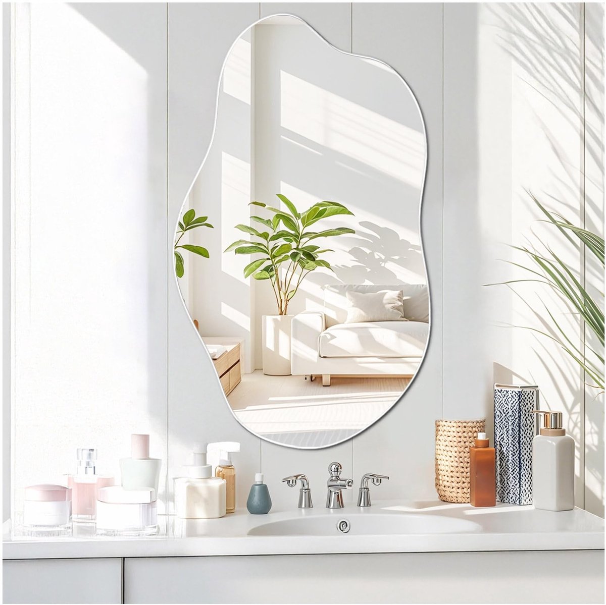 Omgoods - Asymmetrische Wandspiegel van Glas, Decoratief en Frameloos
