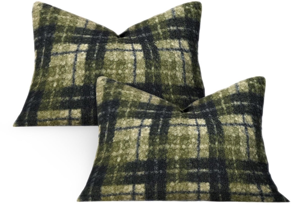 Omgoods - Set van 2 Moderne Kussenhoezen 30 x 50 cm Groen