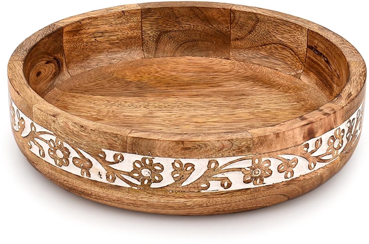 Omgoods - Handgemaakte Decoratieve Houten Kom voor Huisdecoratie