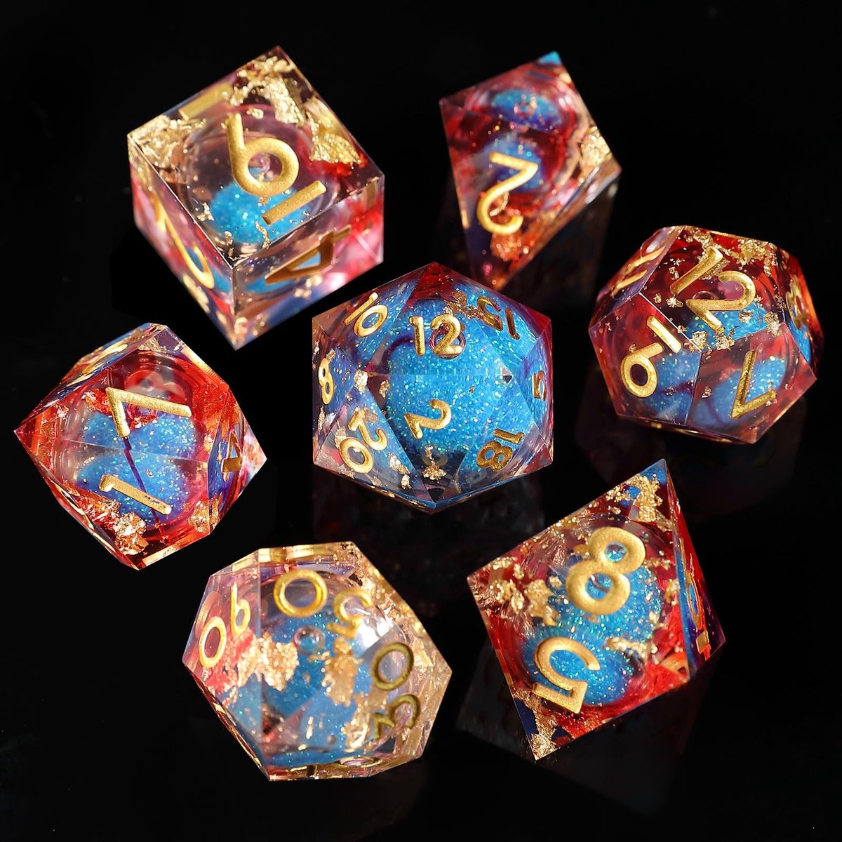 Omgoods - 7-delige Liquid Core DND Dobbelstenen set