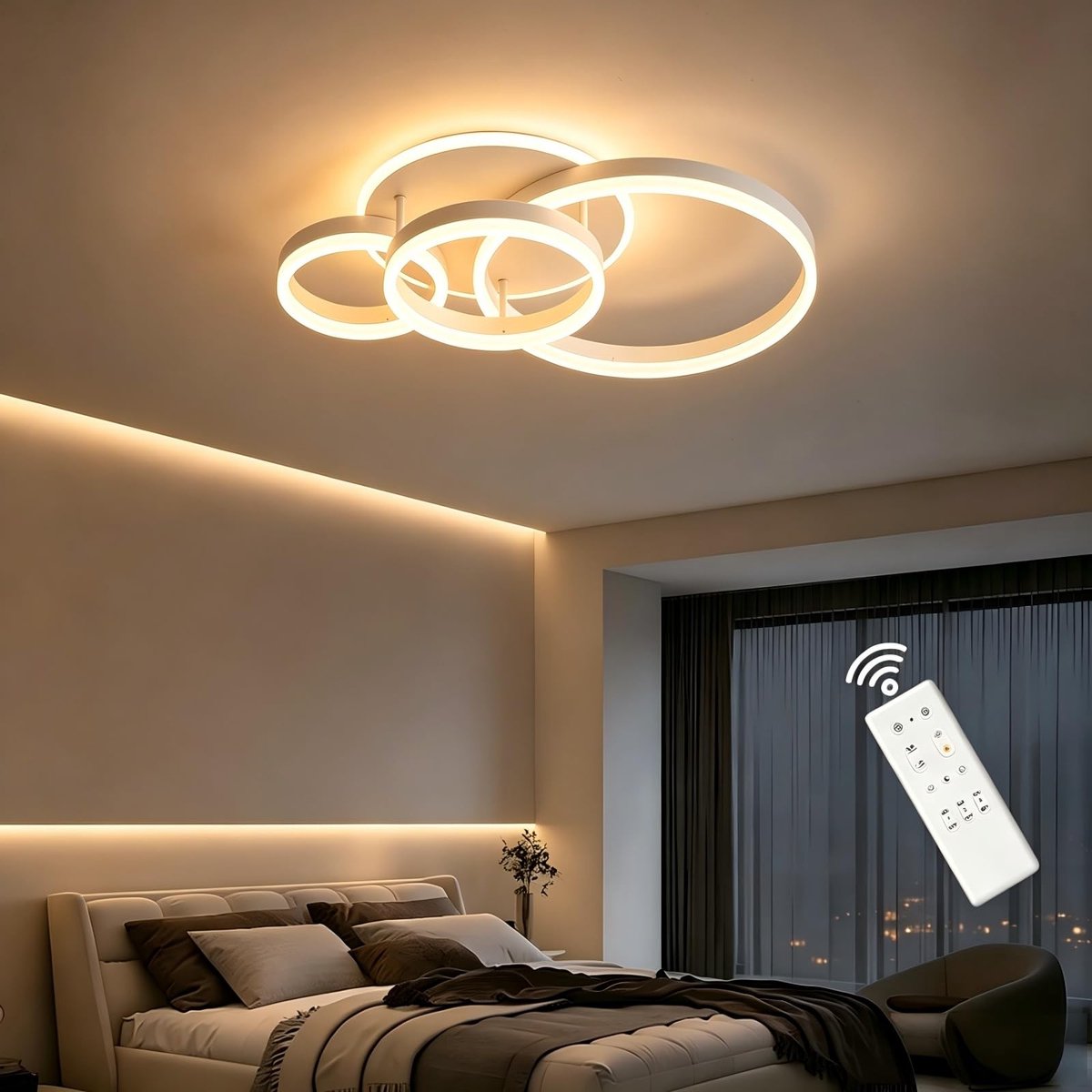 Omgoods - Dimbare LED Plafondlamp met 4 Ringen voor de Woonkamer