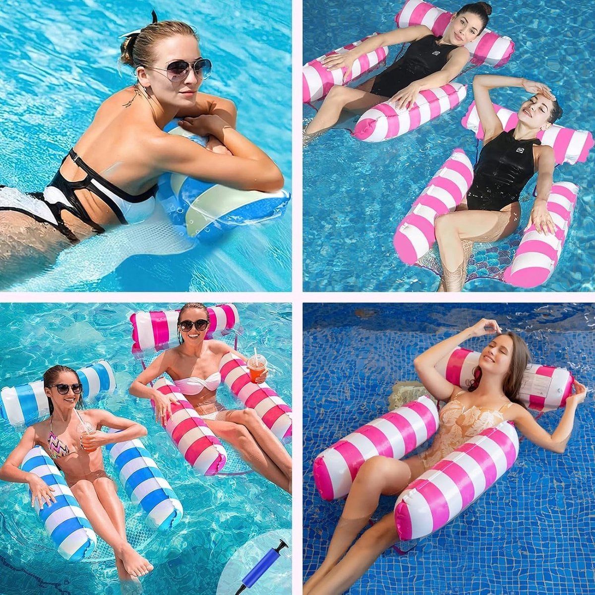Omgoods - 2 Stuks Opblaasbare Water Hammock - 4 in 1 Lounge voor Zwembad