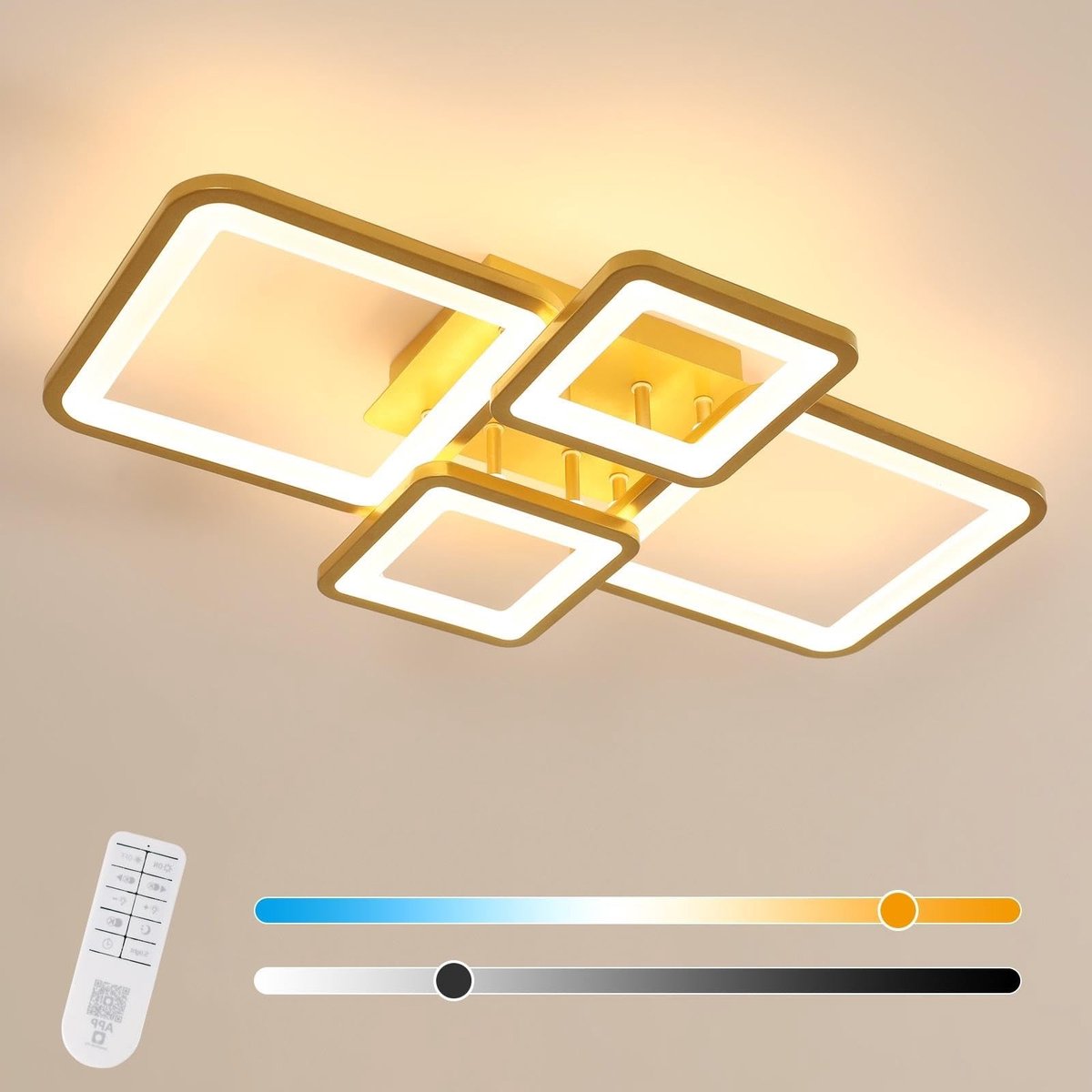 Omgoods - Moderne Dimbare LED Plafondlamp met Gouden Afwerking