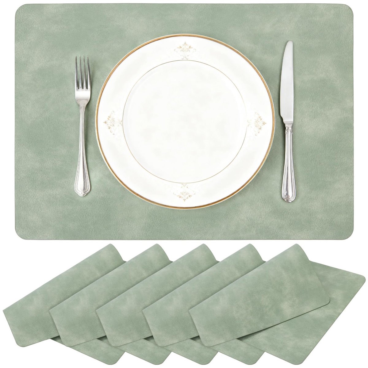 Omgoods- Tafelonderzetters Hittebestendig - Kunstleer - Antislip - Afwasbaar - Flexibel - 43 x 30 cm - Placemats