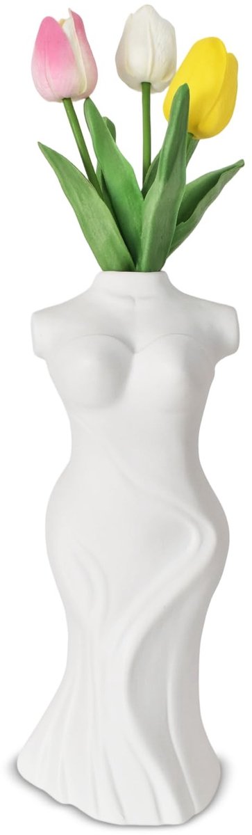 Omgoods - Vrouwelijke Body Vaasje van Wit Keramiek voor Interieurdecoratie