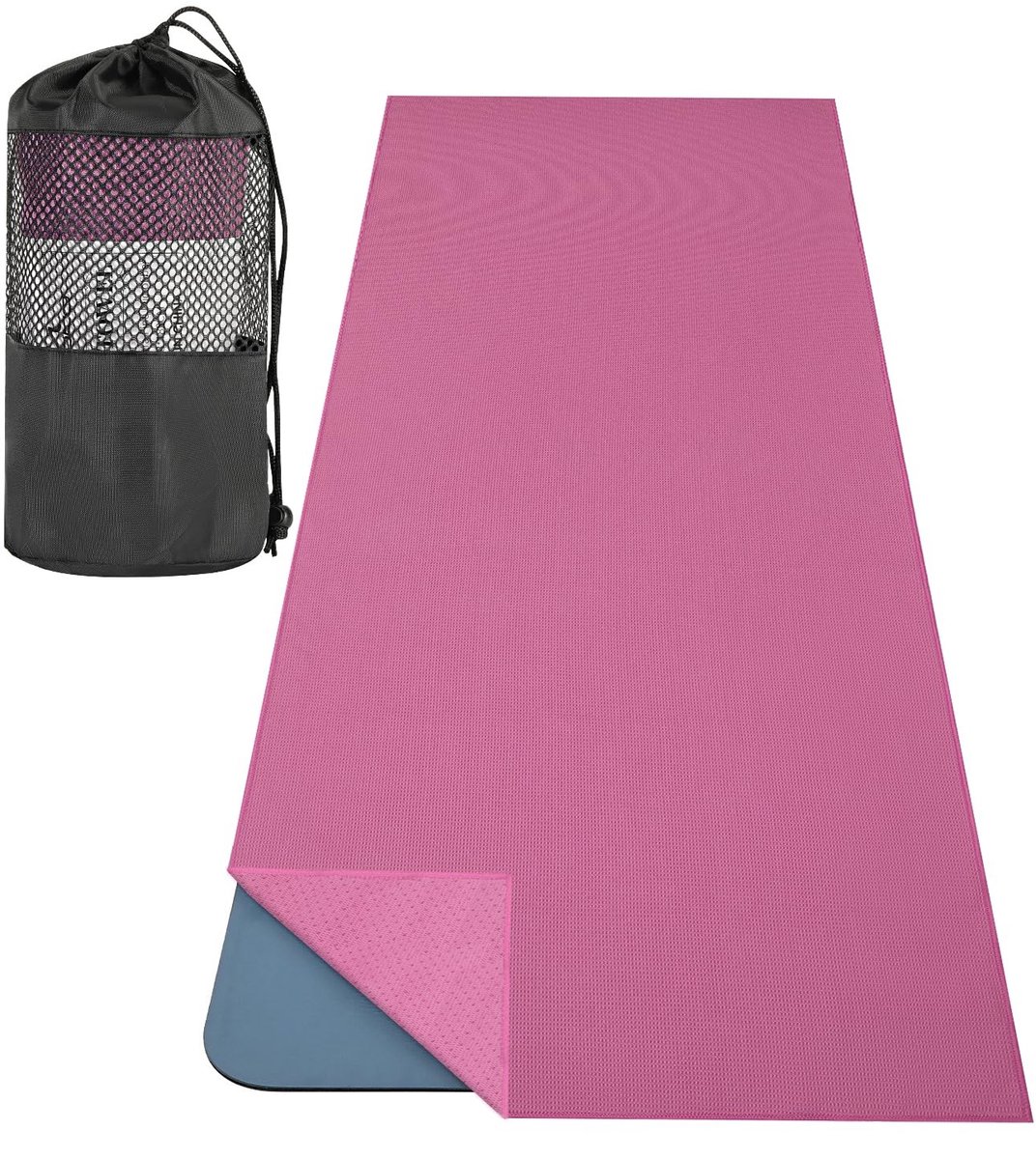 Omgoods- Yogahanddoek Antislip - Oefenmat Afdekking 74,4"×27,3" - Hoekzakken - Greeppunten - Geschikt voor Pilates/Mediteren - Yogamat