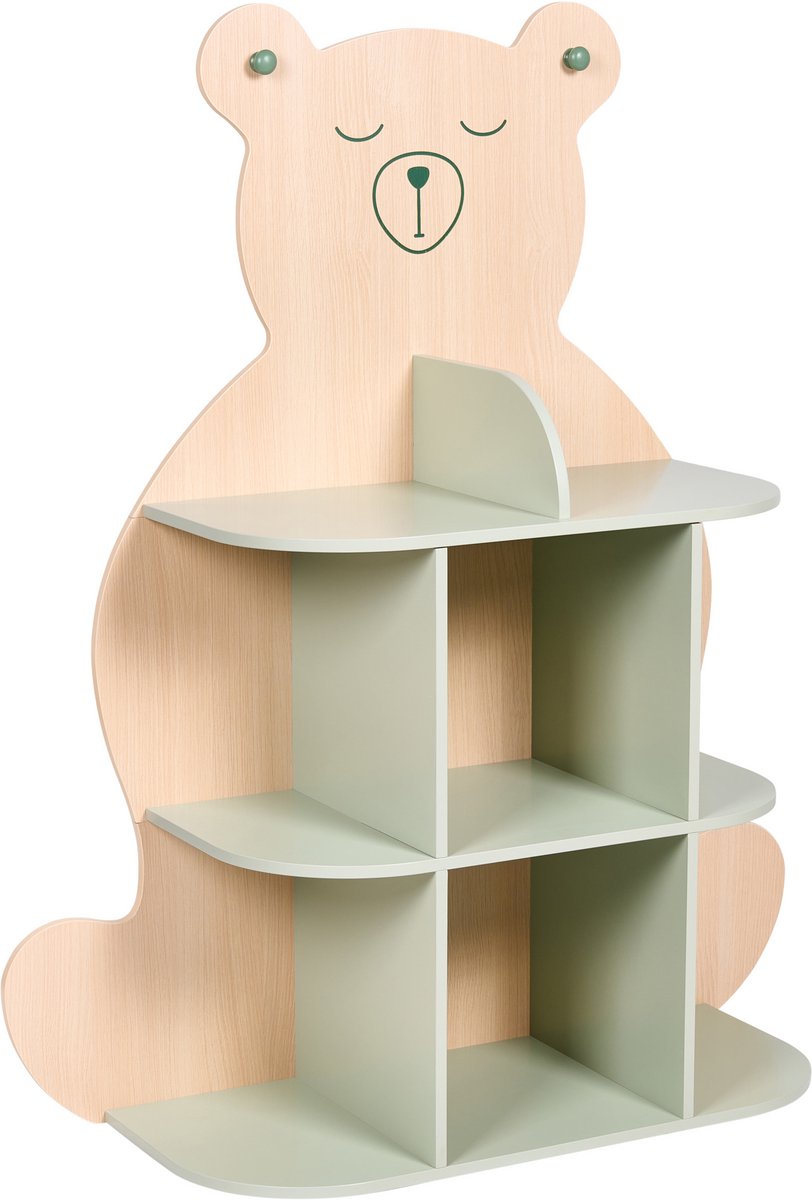 ELWOOD - Boekenkast 3 lagen - Lichtbruin/Groen - MDF