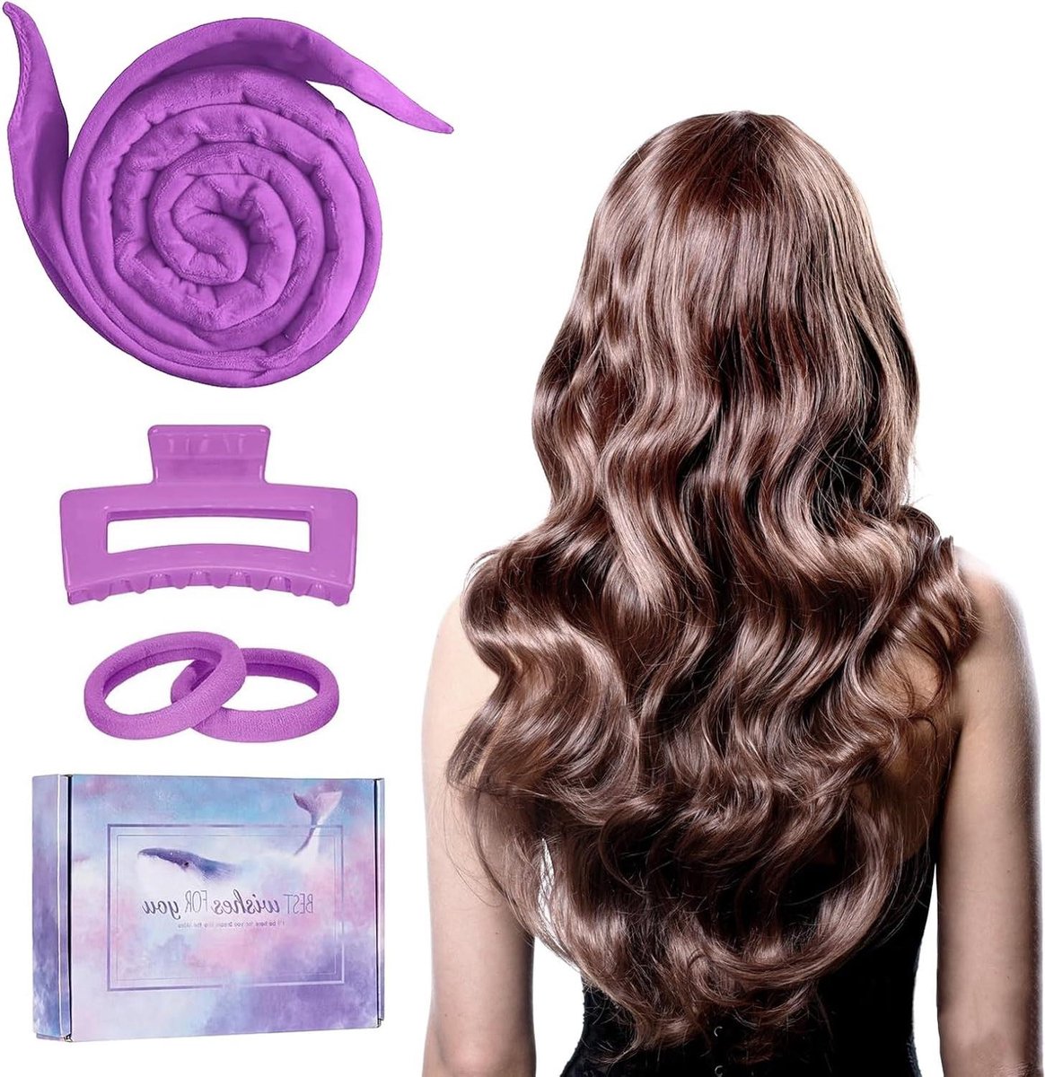 Krulspelden Hittevrij - Heatless Curls - Krulset - Haarspeld - Haarelastiekjes - Zacht Polyester/Katoen - Haarkruller