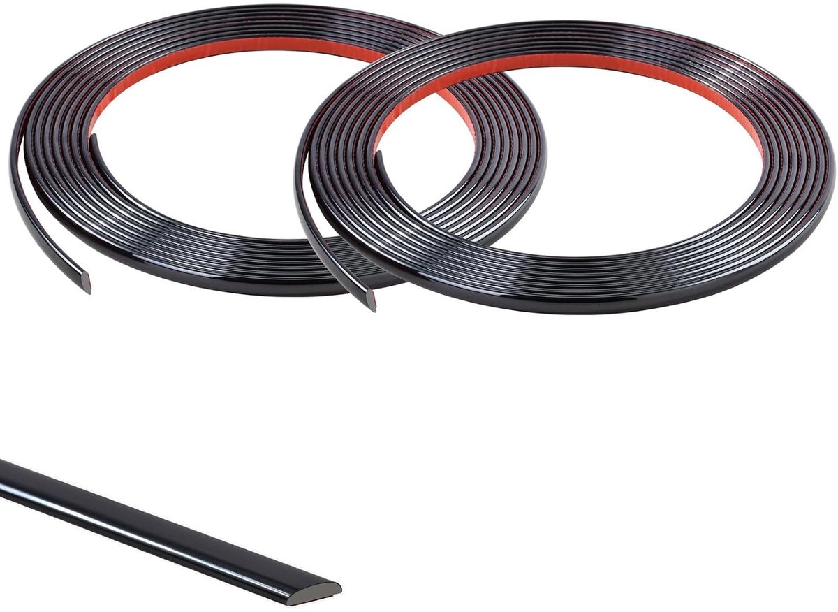 SnelShoppen - 10m Zwart Flexibel Moulding, Zelfklevende Decoratieve Randstrip voor Tegelwand, Spiegel, Plafond, Vloer, Paneel, Kast, PVC, Peel en Stic