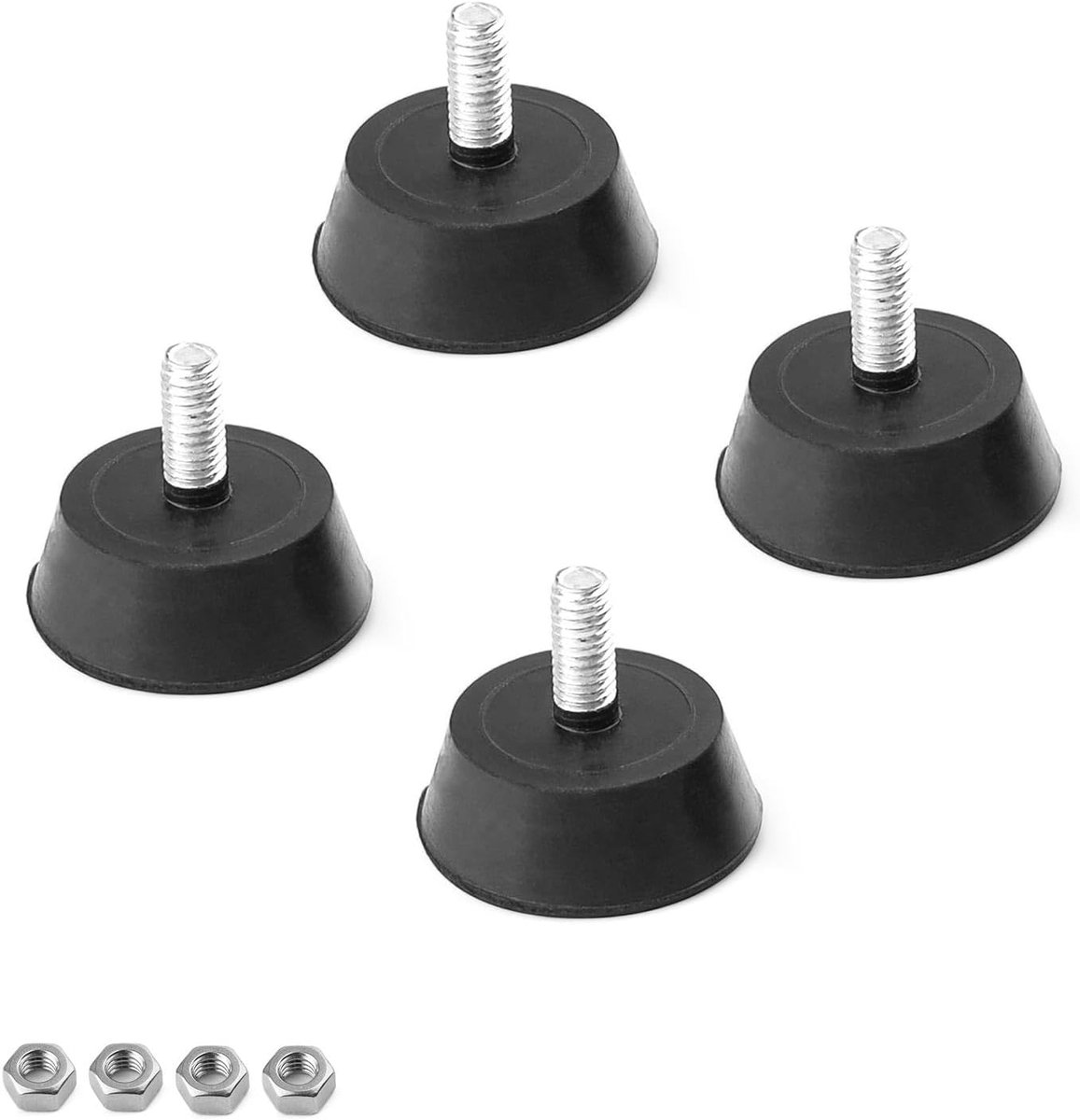 CMJSGG 4 Pcs Adjustable Furniture Feet Adjustable Rubber Shock Absorber Foot with M6 Thread Diameter 32mm Rubber Base - ShopVlot