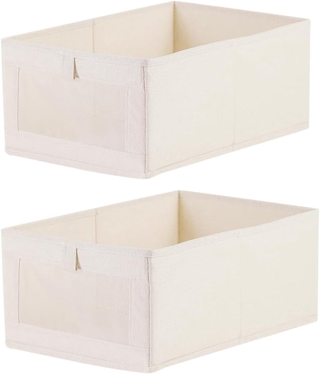 SnelShoppen - Set van 2 Opbergdozen Kledingkastorganizers met Transparant Kijkvenster - Vouwbox voor Kleding, Boeken, Cosmetica en Speelgoed - 41 x 28