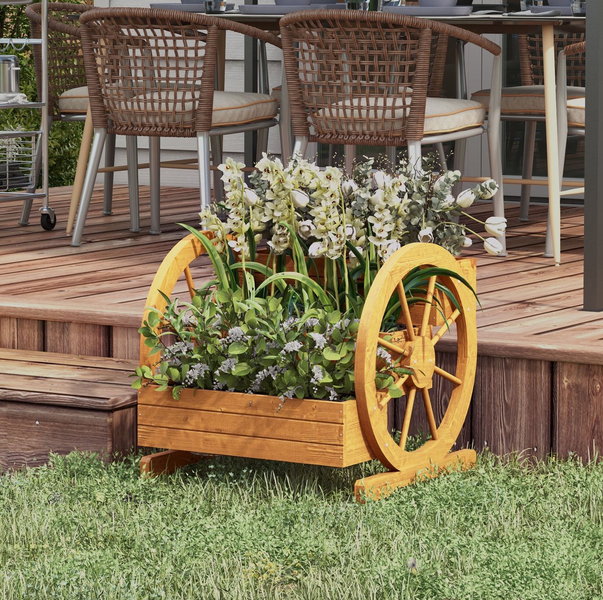 COVREO Plantenbak 62x61x57 cm naturel, hout met drainagegaten